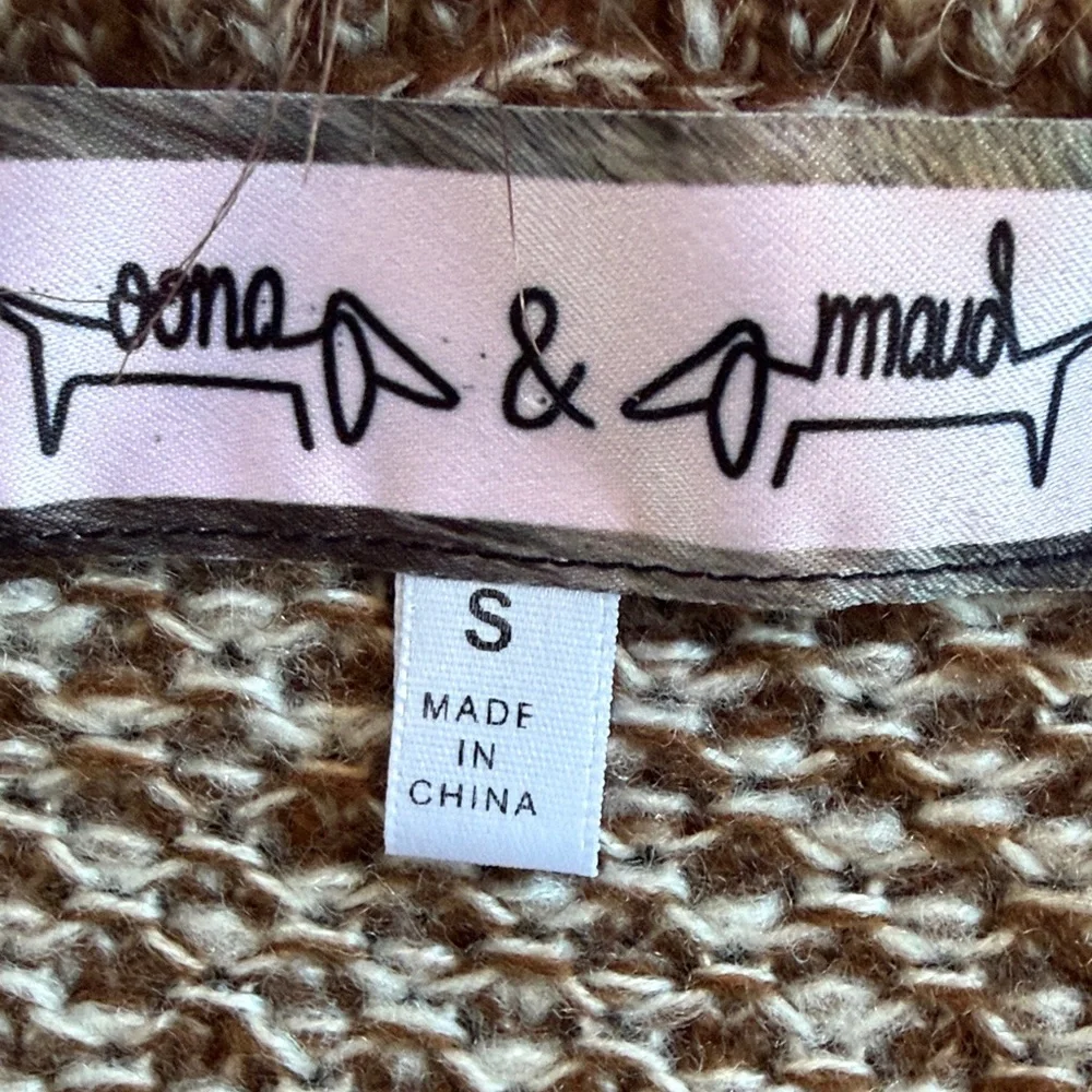 Oona & Maud Brown Wrap Cardigan Sweater Removable Faux Fur Collar Size S